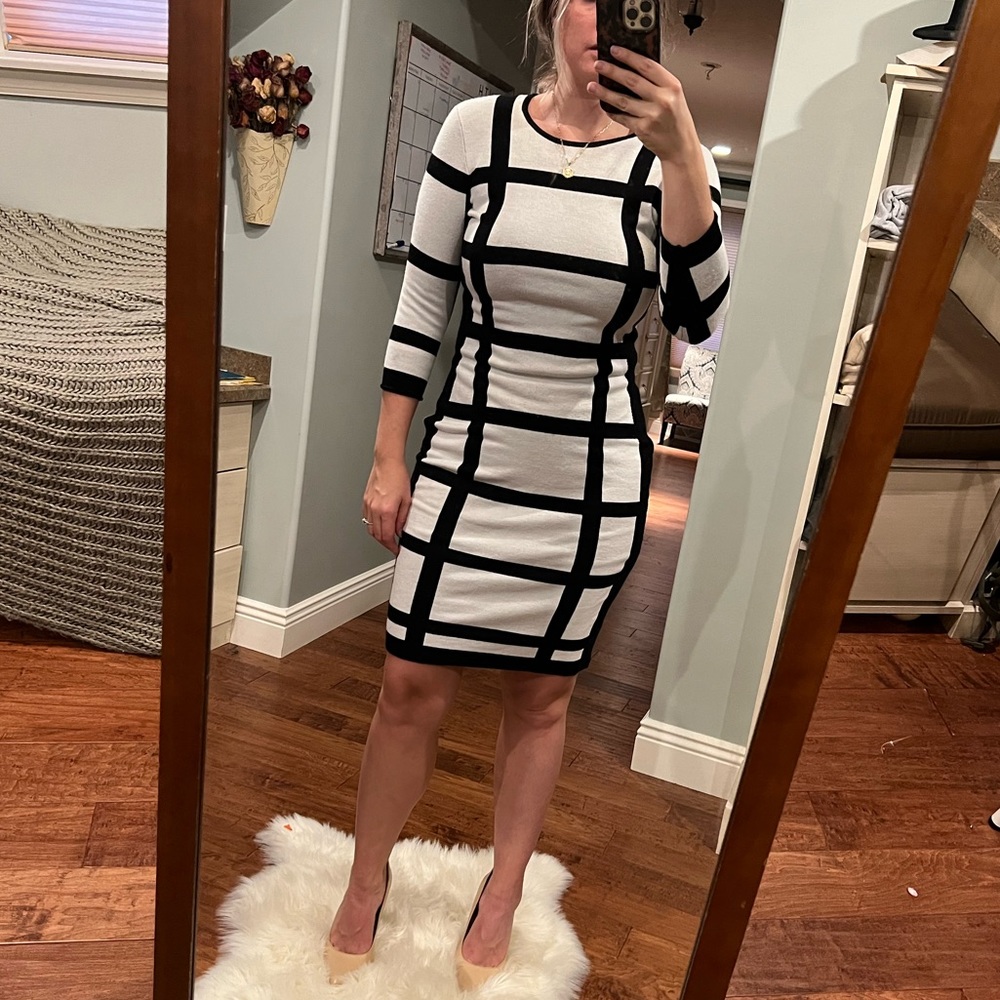 Midi Black and White Dress